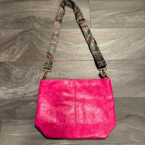 Boho-Chic Women's Pink Vegan LeatherShoulder Bag - Wide Strap Crossbody NEW